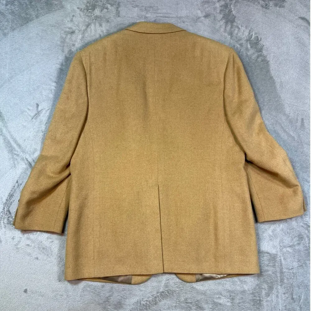 100% Camel Hair USA Luxury Sports Coat Blazer Mens 42R Tan Classic Wedding Guest